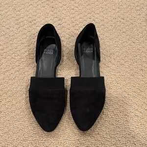 Eileen Fisher Flute Pointed Toe Black Suede Flats